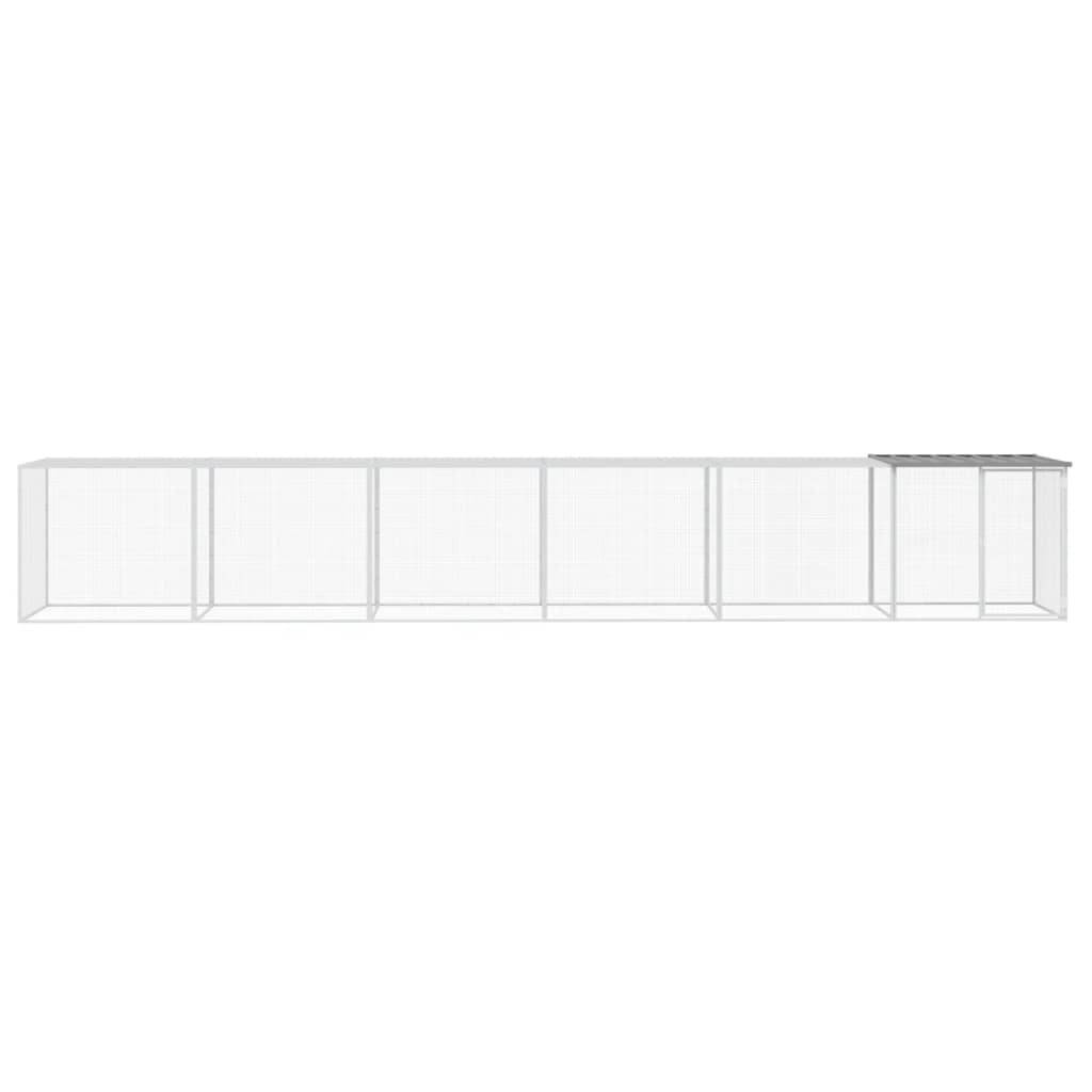vidaXL Hühnerkäfig mit Dach Hellgrau 603x98x90 cm Verzinkter Stahl