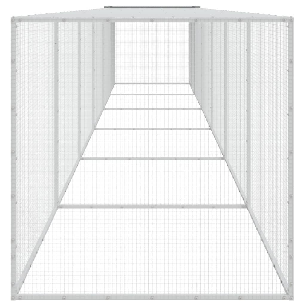 vidaXL Hühnerkäfig mit Dach Hellgrau 603x98x90 cm Verzinkter Stahl