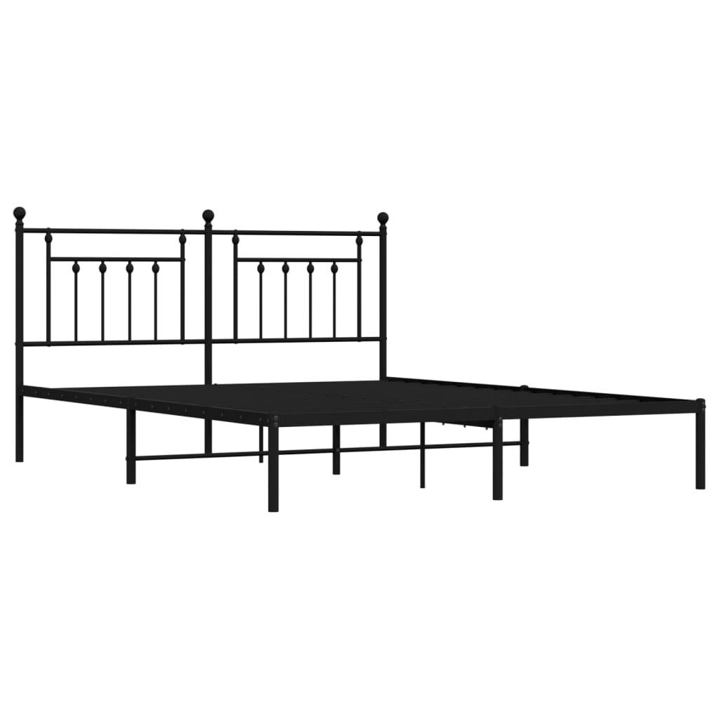 vidaXL Bettgestell mit Kopfteil Metall Schwarz 180x200 cm
