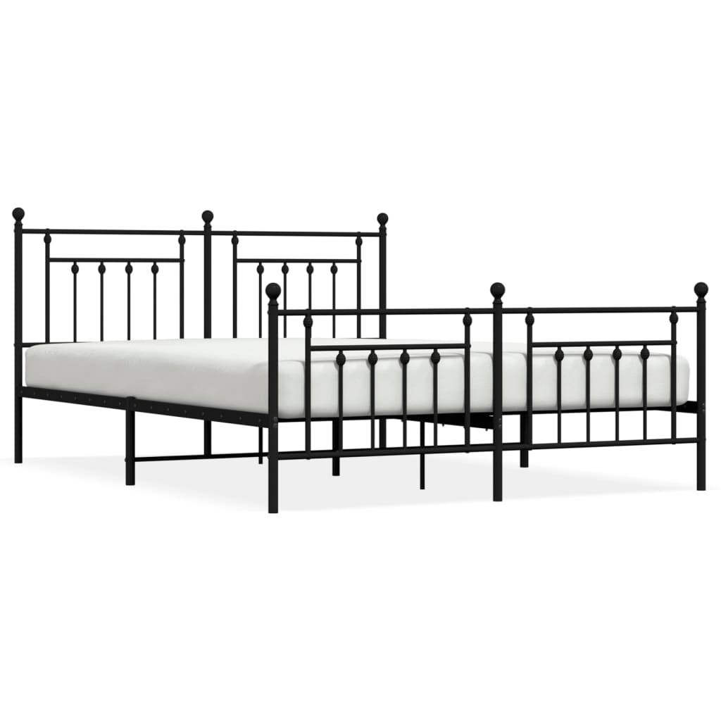 vidaXL Metallbett ohne Matratze mit Fußteil Schwarz 160x200 cm