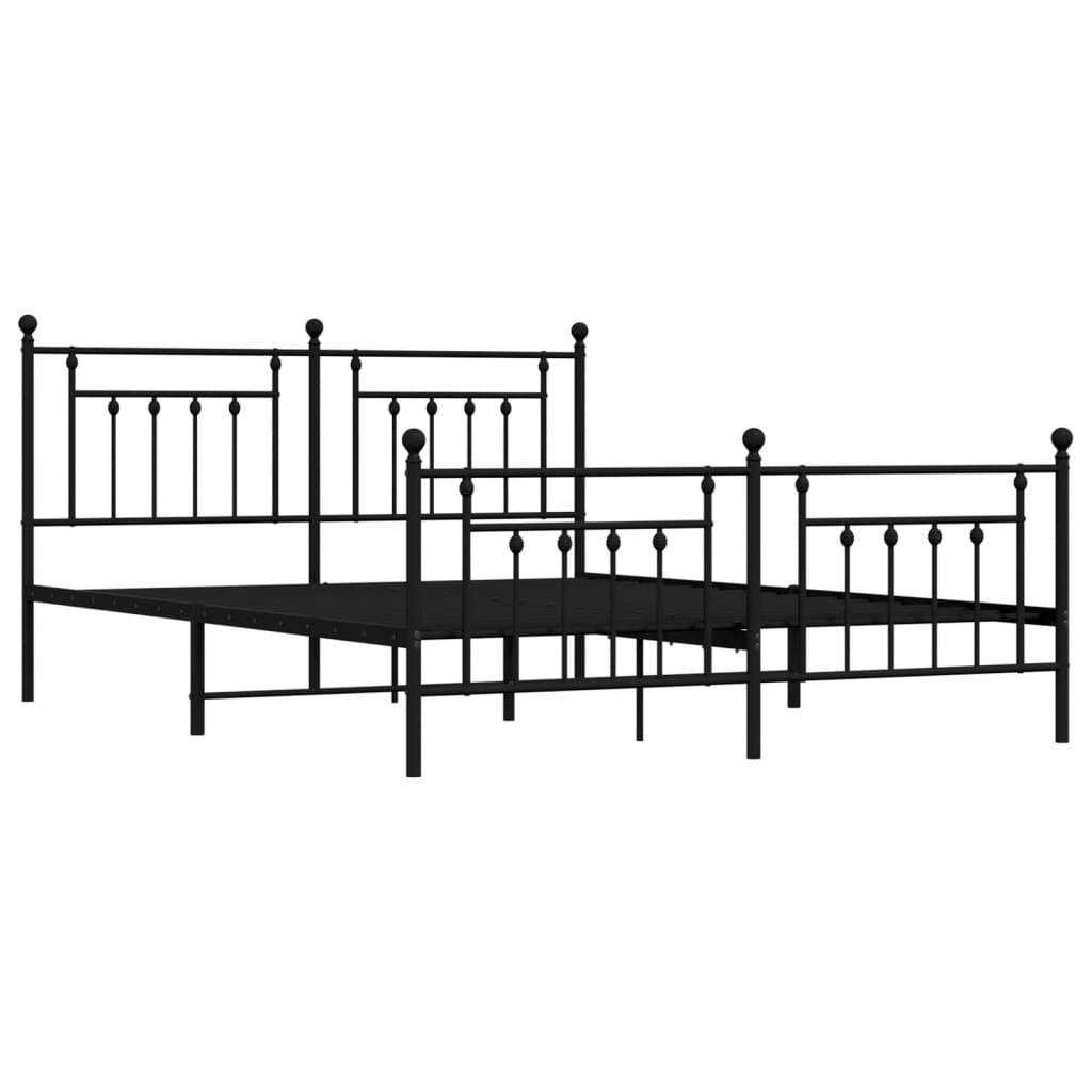 vidaXL Metallbett ohne Matratze mit Fußteil Schwarz 160x200 cm