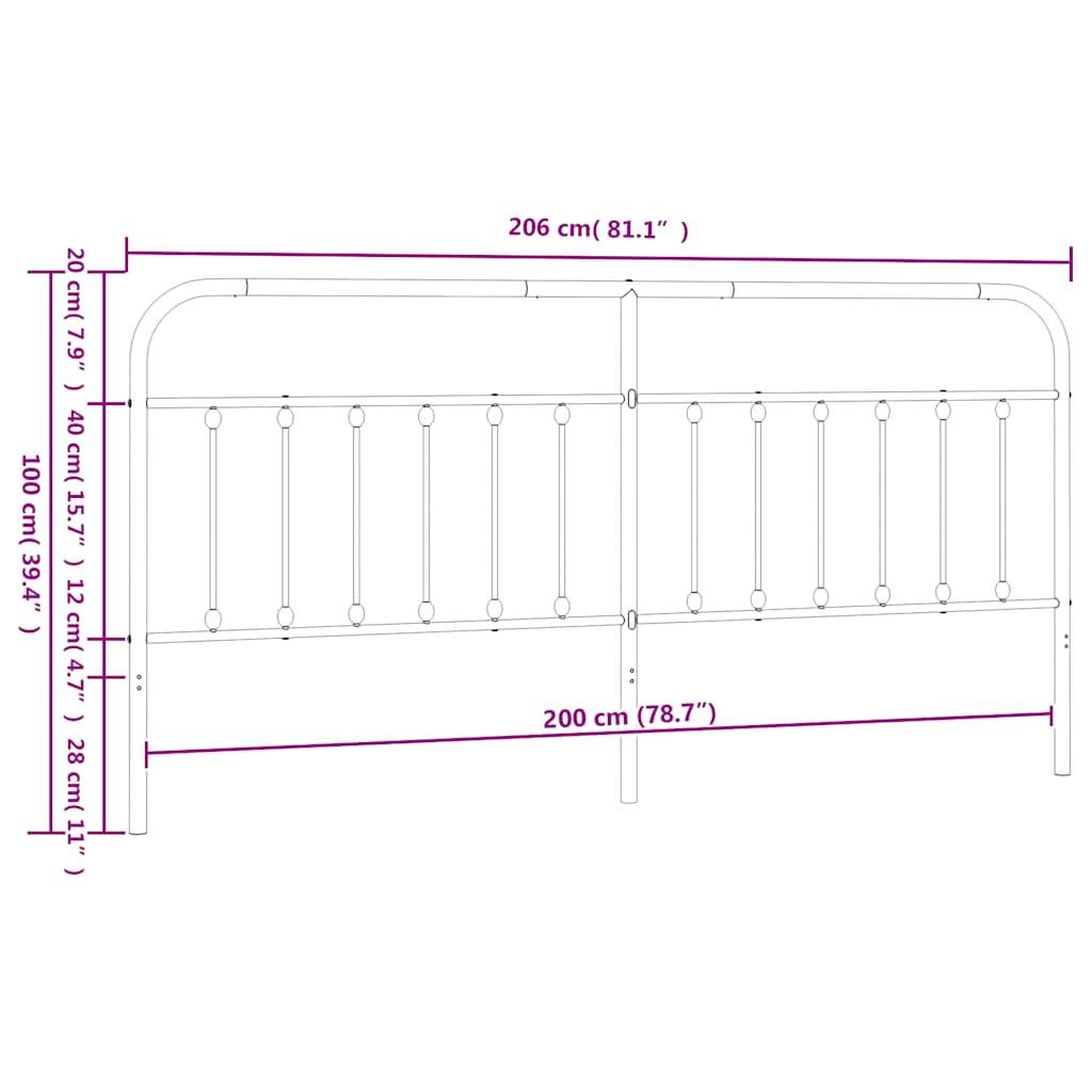 vidaXL Kopfteil Metall Schwarz 200 cm