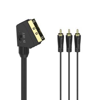 hama 00205156 Video-Kabel, Scart-Stecker - 3 Cinch-Stecker (Video/Stereo), 1,5 m