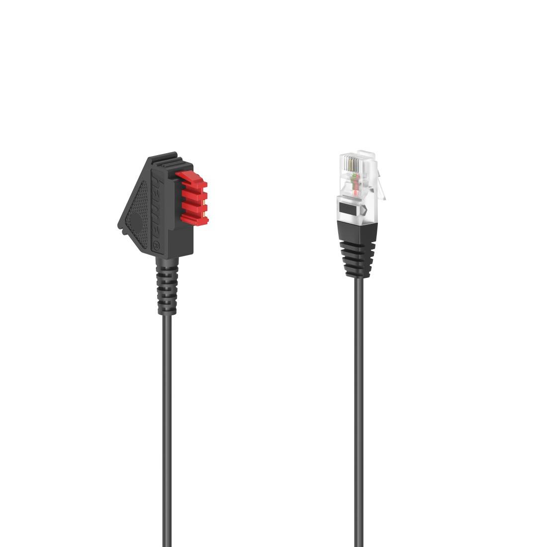 hama 00201116 DSL-Box-Kabel, TAE-F-Stecker - Modular-Stecker 8p2c, 6 m, Schwarz