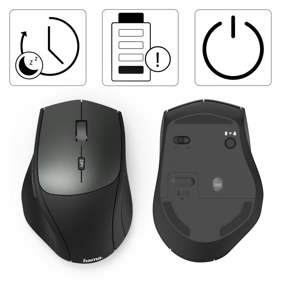 hama 00182616 Optische 6-Tasten-Funkmaus "MW-600", Dual-Modus mit USB-C/USB-A, Schwarz