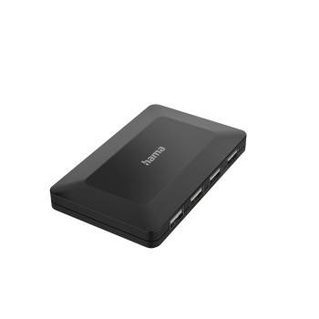 hama 00200122 USB-Hub, 4 Ports, USB 2.0, 480 Mbit/s, inkl. Kabel und Netzteil