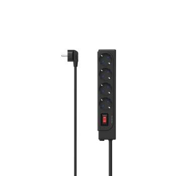 hama 00223166 Steckdosenleiste, 4-fach, Überspannungsschutz, Schalter, Schwarz