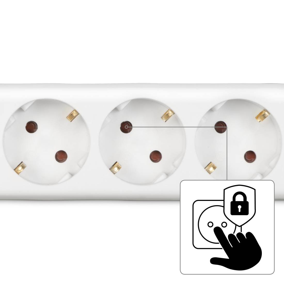 hama 00030528 Steckdosenleiste 3-fach, mit erhöhtem Berührungsschutz, 1,4 m, Weiß