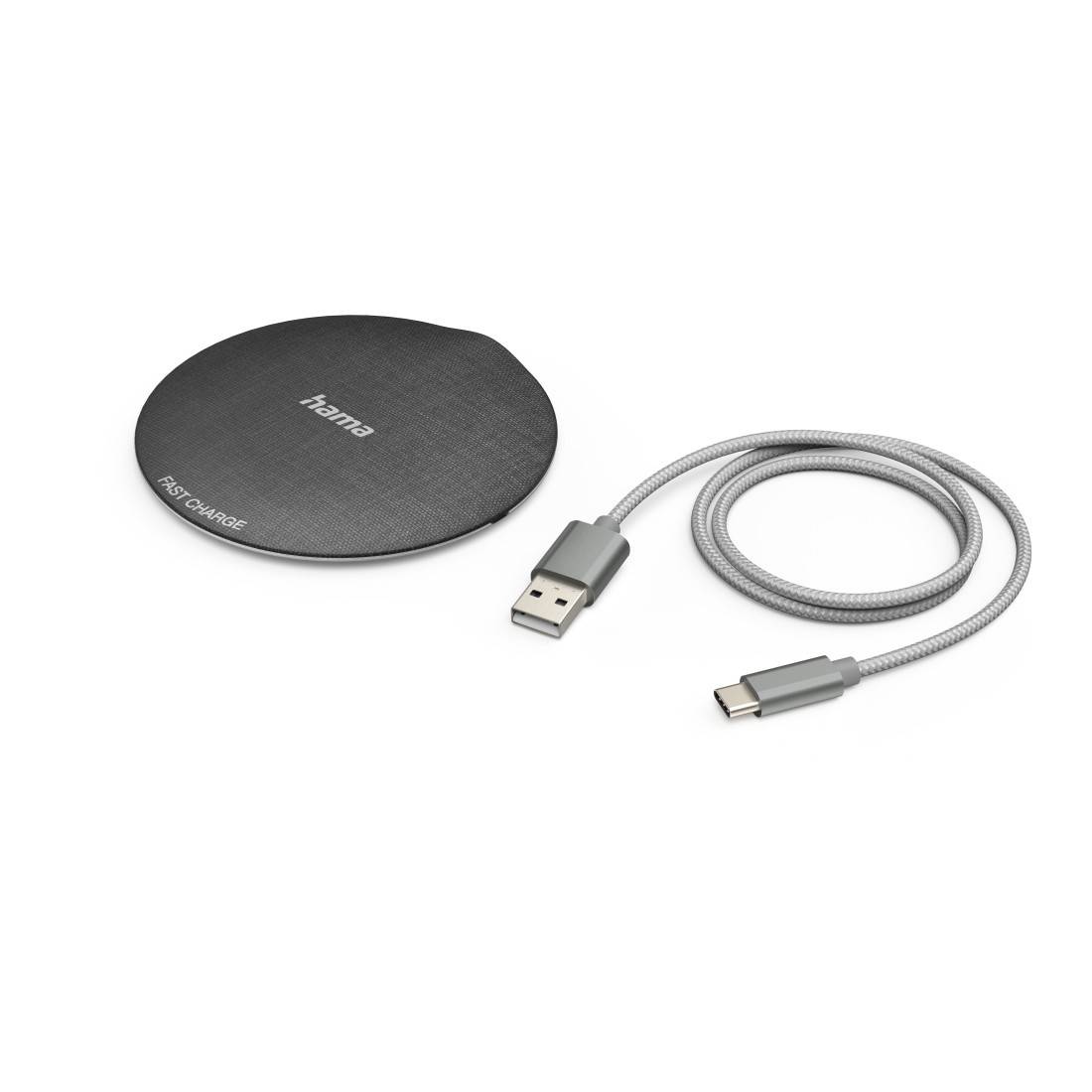 hama 00201680 Wireless Charger "QI-FC10 Metal", 10 W, kabelloses Smartphone-Ladepad, SW