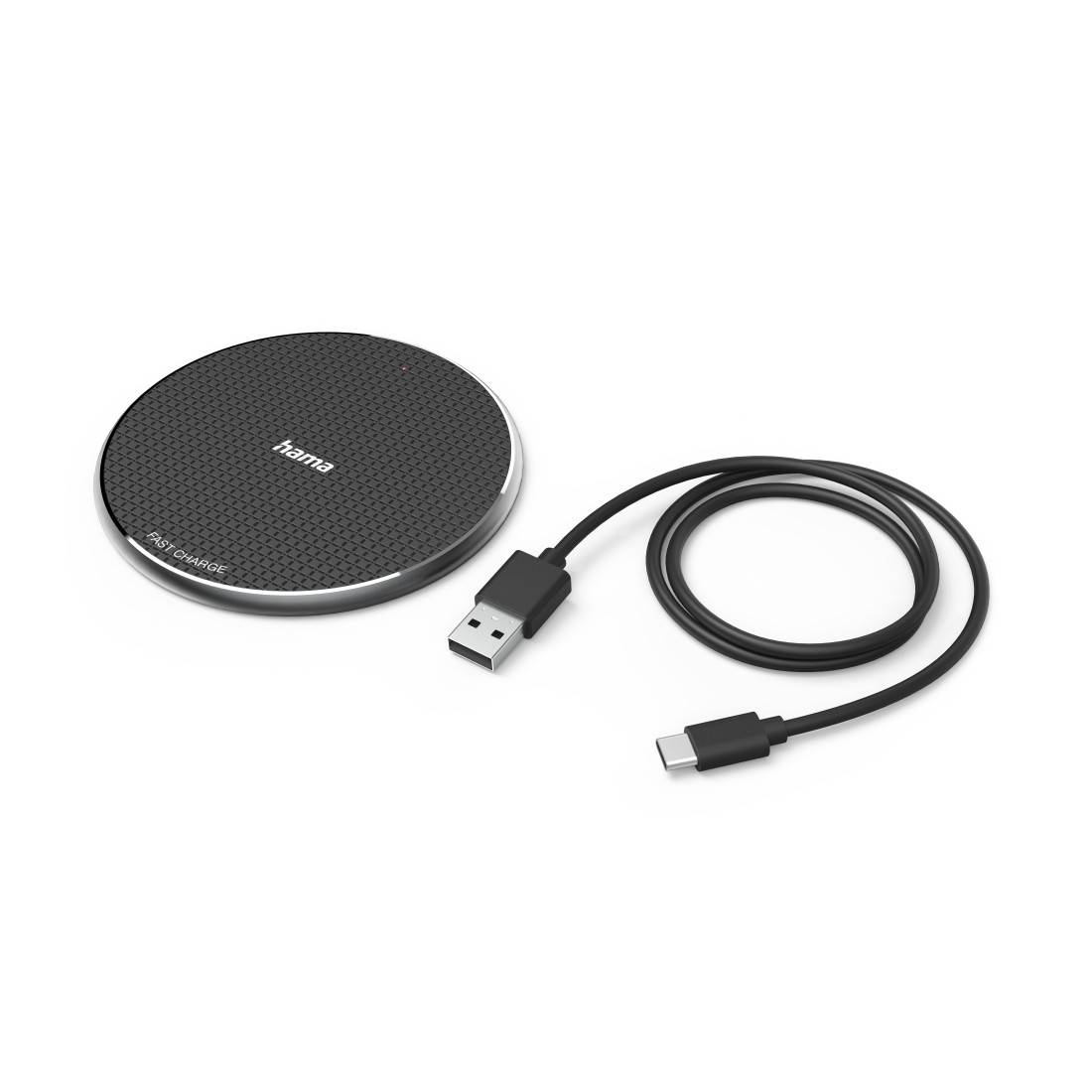 hama 00201683 Wireless Charger "QI-FC10", 10 W, kabelloses Smartphone-Ladepad, Schwarz