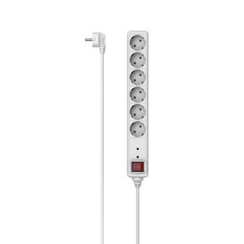 hama 00223152 Steckdosenleiste, 6-fach, Überspannungsschutz, Schalter, 1,4 m, Weiß