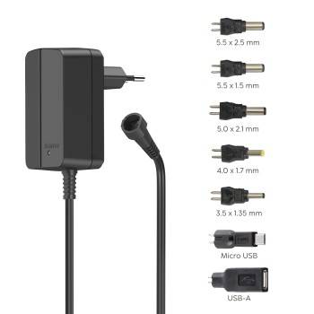 hama 00223613 Schaltnetzteil universal, einstellbar, 1000mA, 12W, max. 12V, 7 Adapter