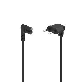 hama 00223282 Netzkabel, beidseitig gewinkelt, Euro-Stecker, Doppelnut/C7, 1,5 m, Schwarz