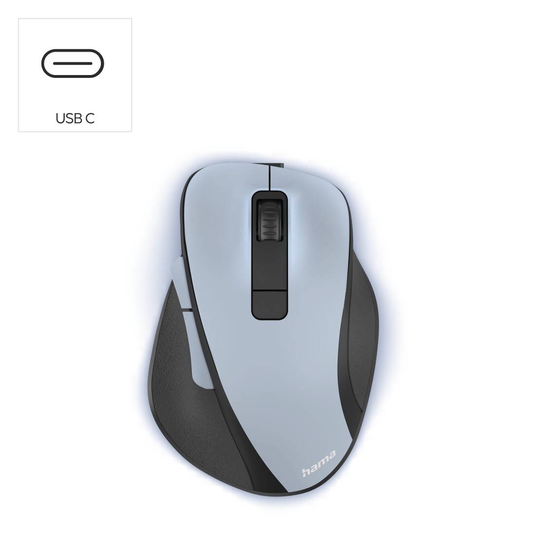 hama 00173034 Optische 6-Tasten-Funkmaus "MW-500 Recharge", Akku, ergonomisch, Polarblau