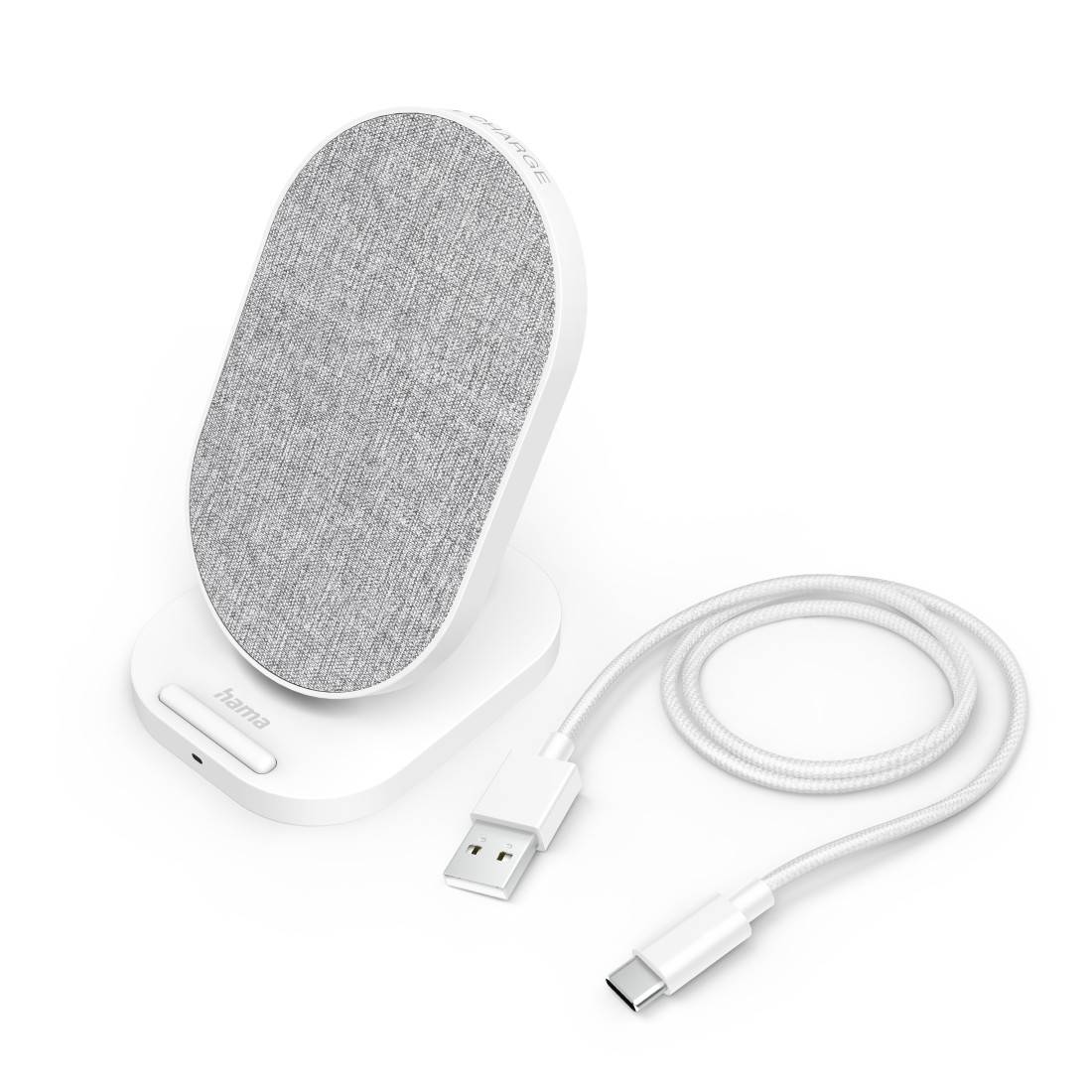 hama 00201686 Wireless Charger "QI-FC10S-Fab", 10 W, kabellose Smartphone-Ladestation, WS