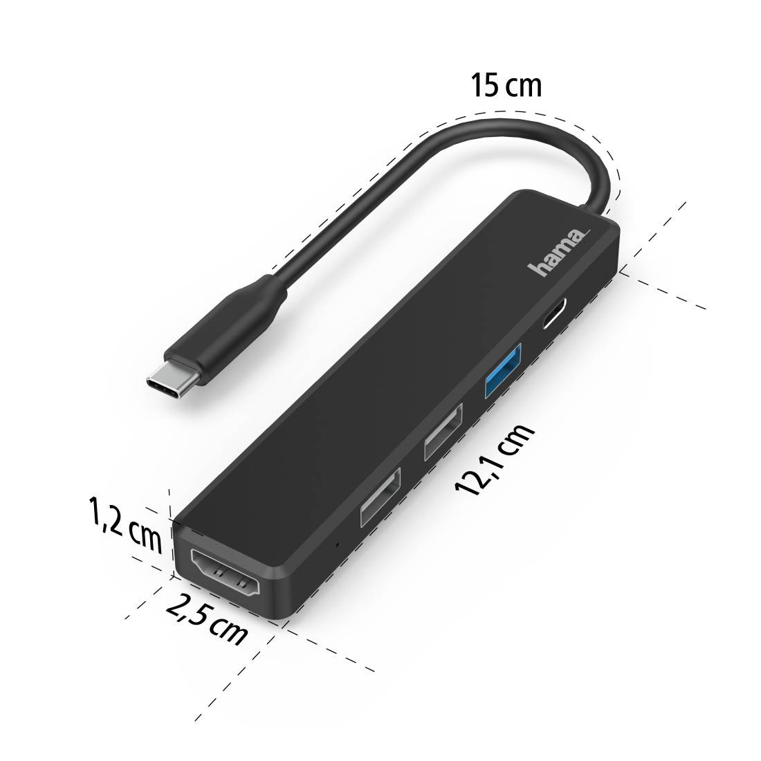 hama 00200117 USB-C-Hub, Multiport, 5 Ports, 3x USB-A, USB-C, HDMI™