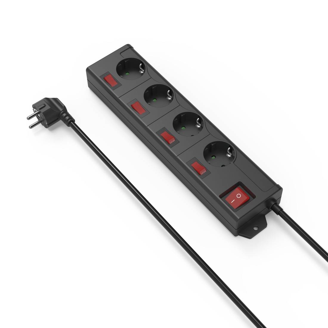 hama 00137257 Steckdosenleiste "4+1", 4-fach, einzeln schaltbar, Schwarz