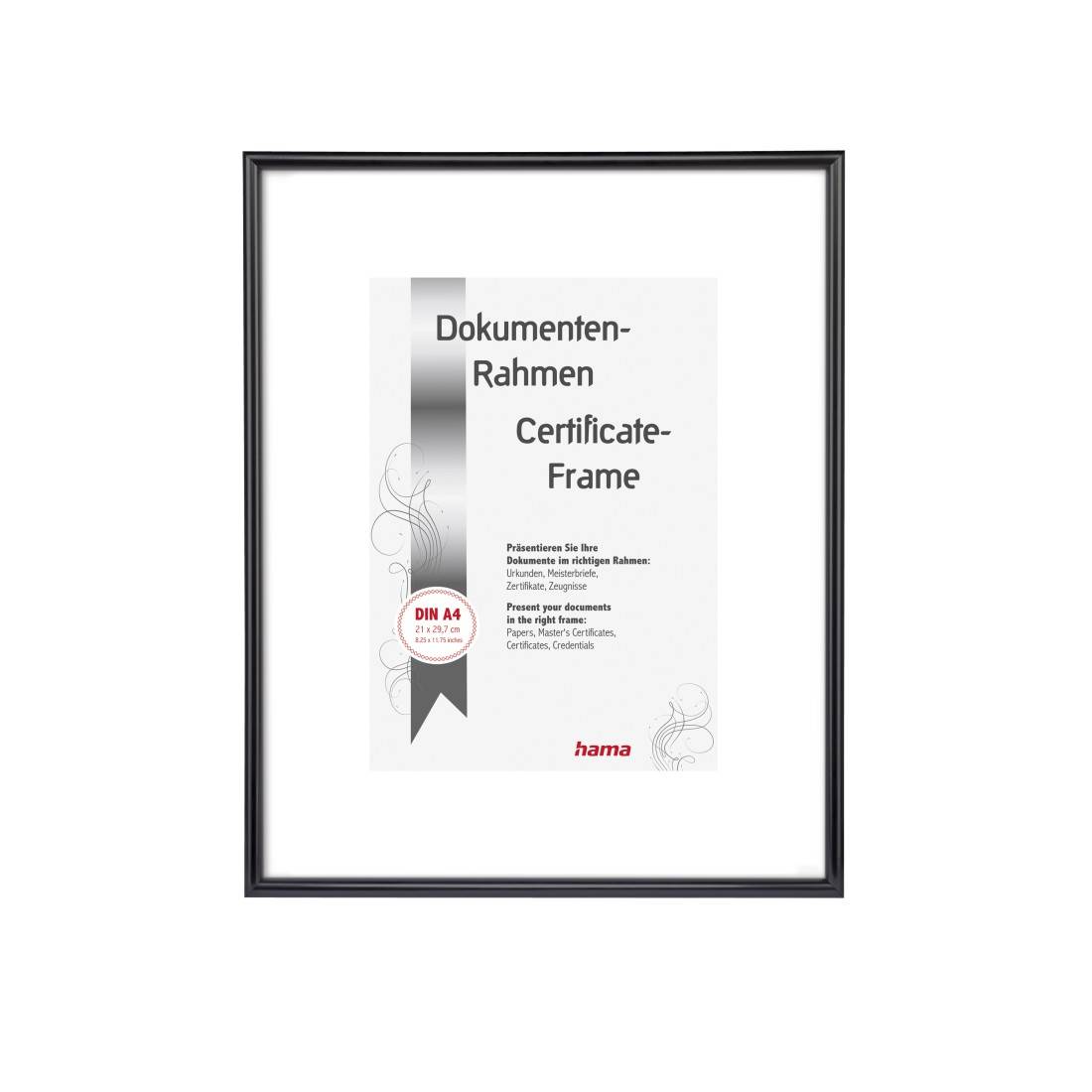 hama 00061626 Kunststoffrahmen "Sevilla", Schwarz, Polystyrol, 21 x 29,7 cm, DIN A4