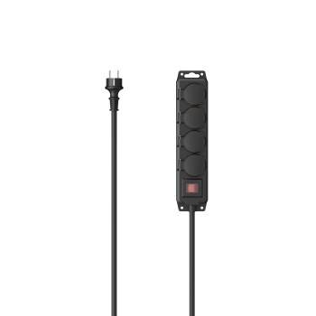 hama 00223063 Steckdosenleiste, 4-fach, für außen IP44, Schalter, Wandmontage, 2 m, Schw.