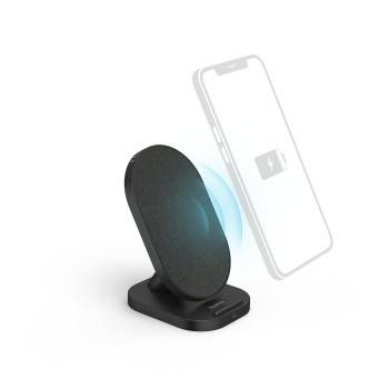 hama 00201685 Wireless Charger "QI-FC10S-Fab", 10 W, kabellose Smartphone-Ladestation, SW