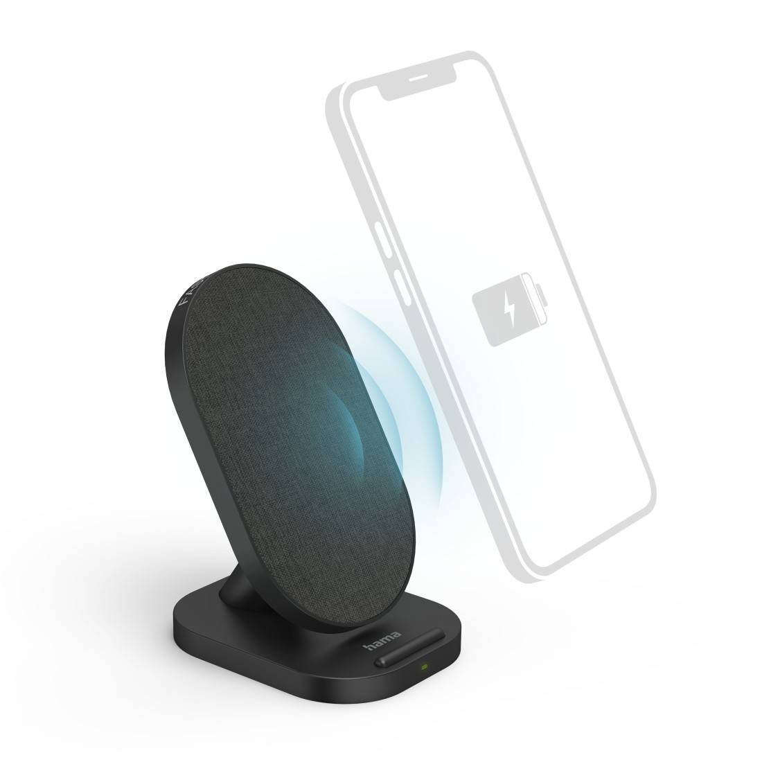 hama 00201685 Wireless Charger "QI-FC10S-Fab", 10 W, kabellose Smartphone-Ladestation, SW