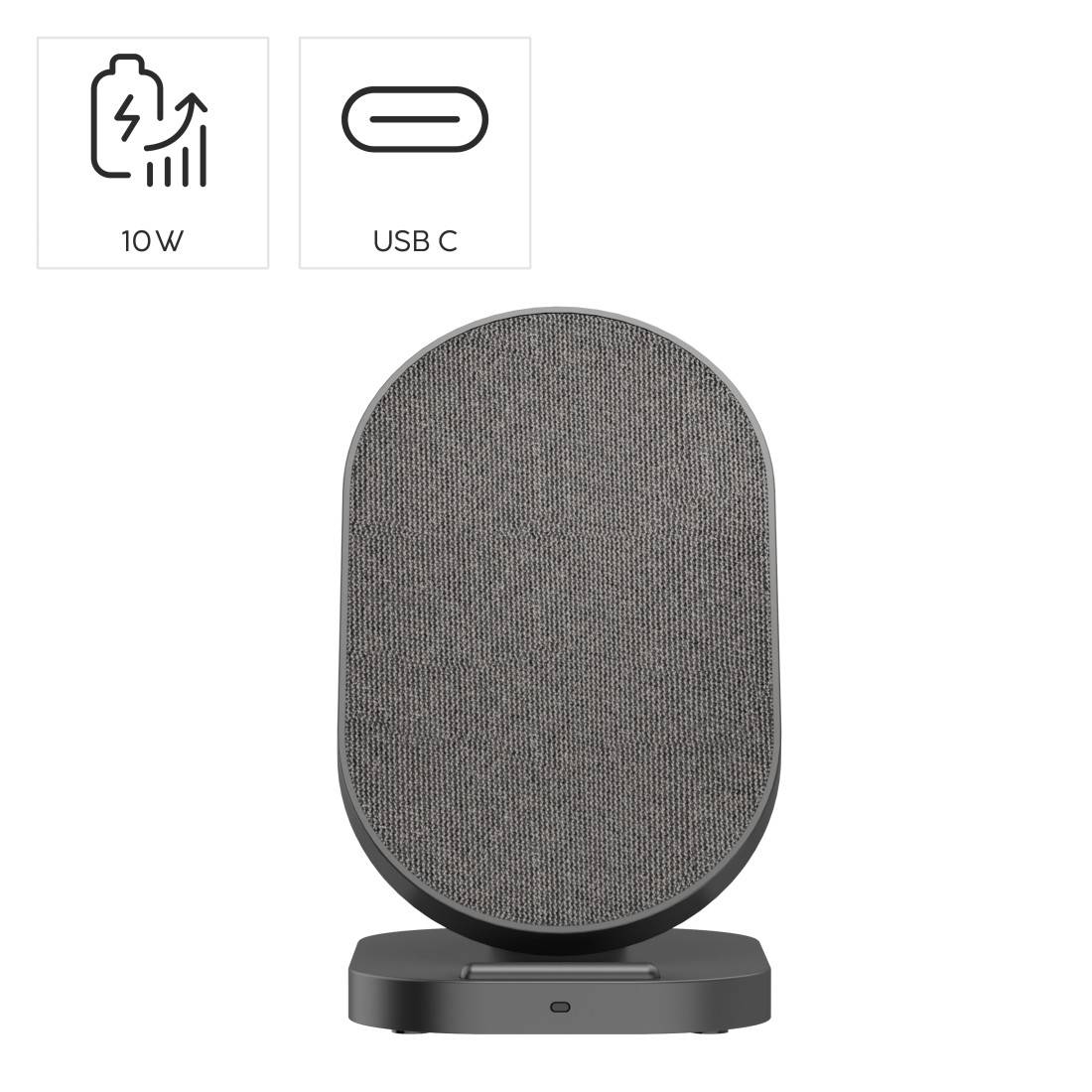 hama 00201685 Wireless Charger "QI-FC10S-Fab", 10 W, kabellose Smartphone-Ladestation, SW