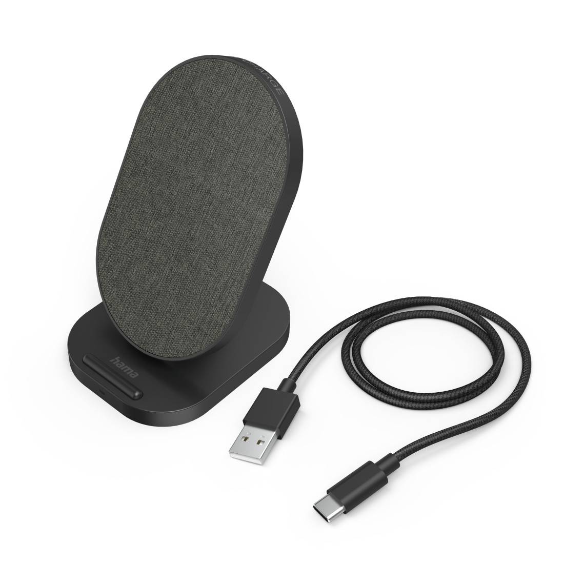 hama 00201685 Wireless Charger "QI-FC10S-Fab", 10 W, kabellose Smartphone-Ladestation, SW
