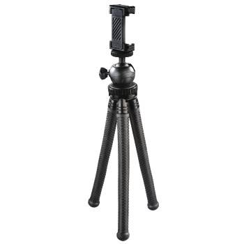 Hama FlexPro Dreibeinstativ 1/4 Zoll Arbeitshöhe=16 - 27cm Schwarz Für Smartphones und GoPro, Kugelkopf