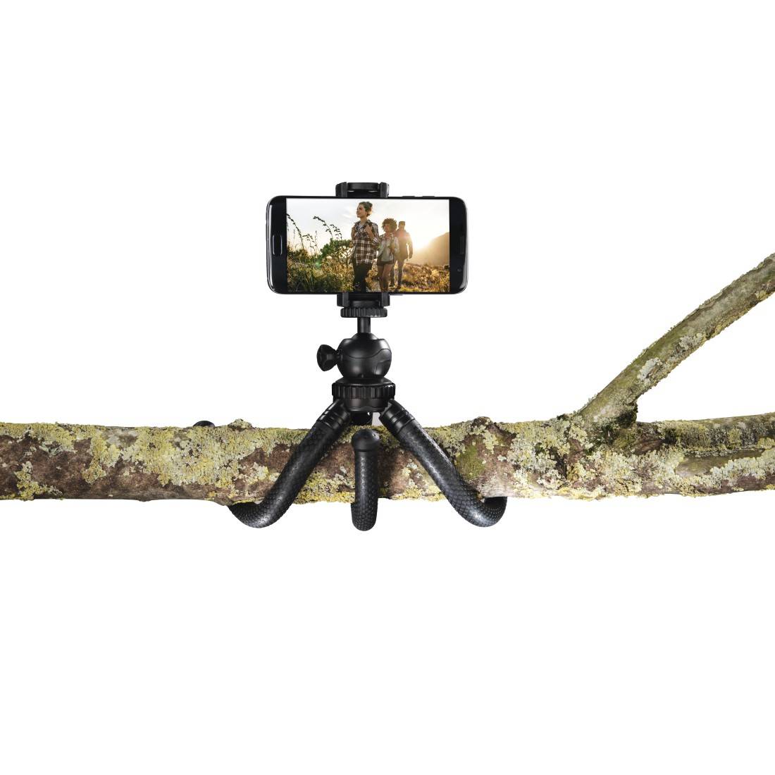 Hama FlexPro Dreibeinstativ 1/4 Zoll Arbeitshöhe=16 - 27cm Schwarz Für Smartphones und GoPro, Kugelkopf