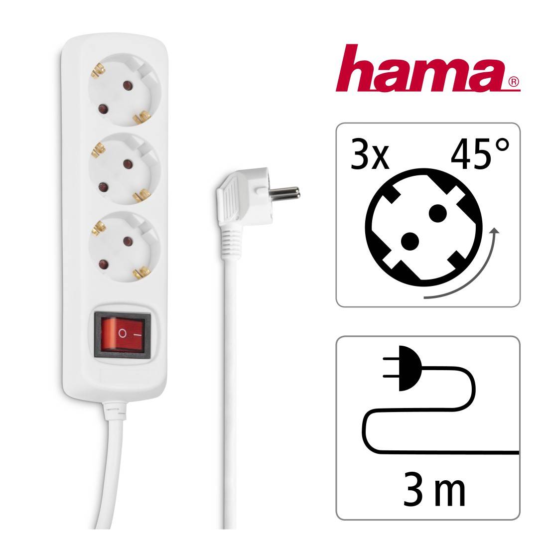 Hama Distribution Panel 3-Way 45° with Switch