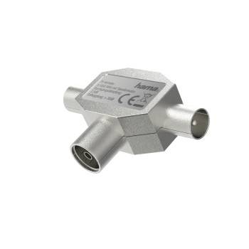 hama 00205236 Antennen-Verteiler, Koax-Kupplung- 2 Koax-Stecker, Metall