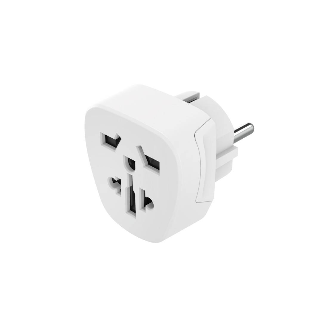 hama 00223456 Reiseadapter Typ E und F, 3-polig, universal, Welt nach Europa, Weiß