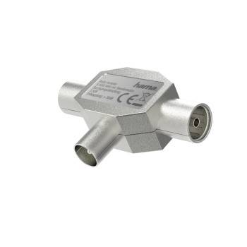 hama 00205237 Antennen-Verteiler, Koax-Stecker - 2 Koax-Kupplungen, Metall