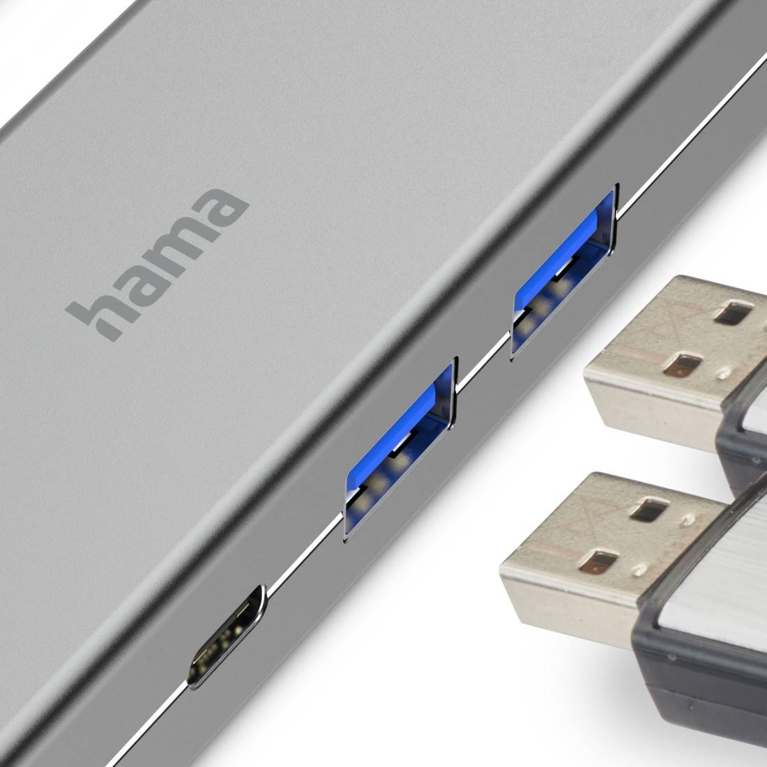 hama 00200107 USB-C-Hub, Multiport, 4 Ports, 2x USB-A, USB-C, HDMI™