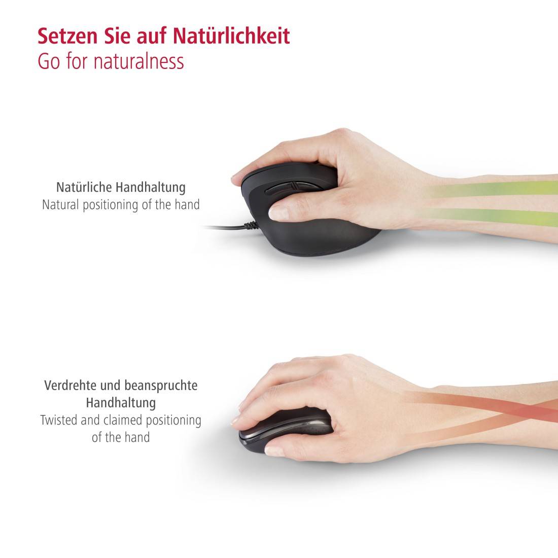 hama 00182698 Vertikale, ergonomische Maus "EMC-500", kabelgebunden, 6 Tasten, Schwarz