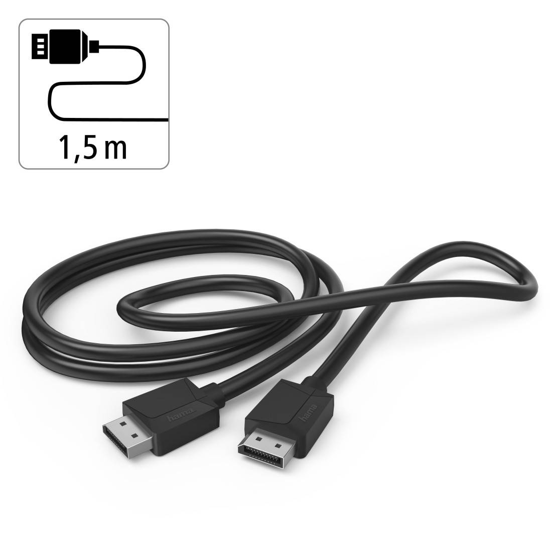 hama 00200696 DisplayPort-Kabel, DP 1.2, Ultra-HD 4K, 1,50 m