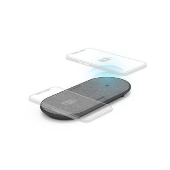 hama 00201682 Wireless Charger "QI-FC10 DUO", 10 W, kabelloses Smartphone-Ladepad, Schw.