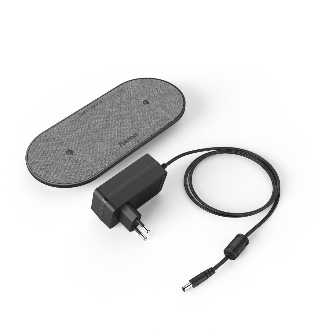hama 00201682 Wireless Charger "QI-FC10 DUO", 10 W, kabelloses Smartphone-Ladepad, Schw.
