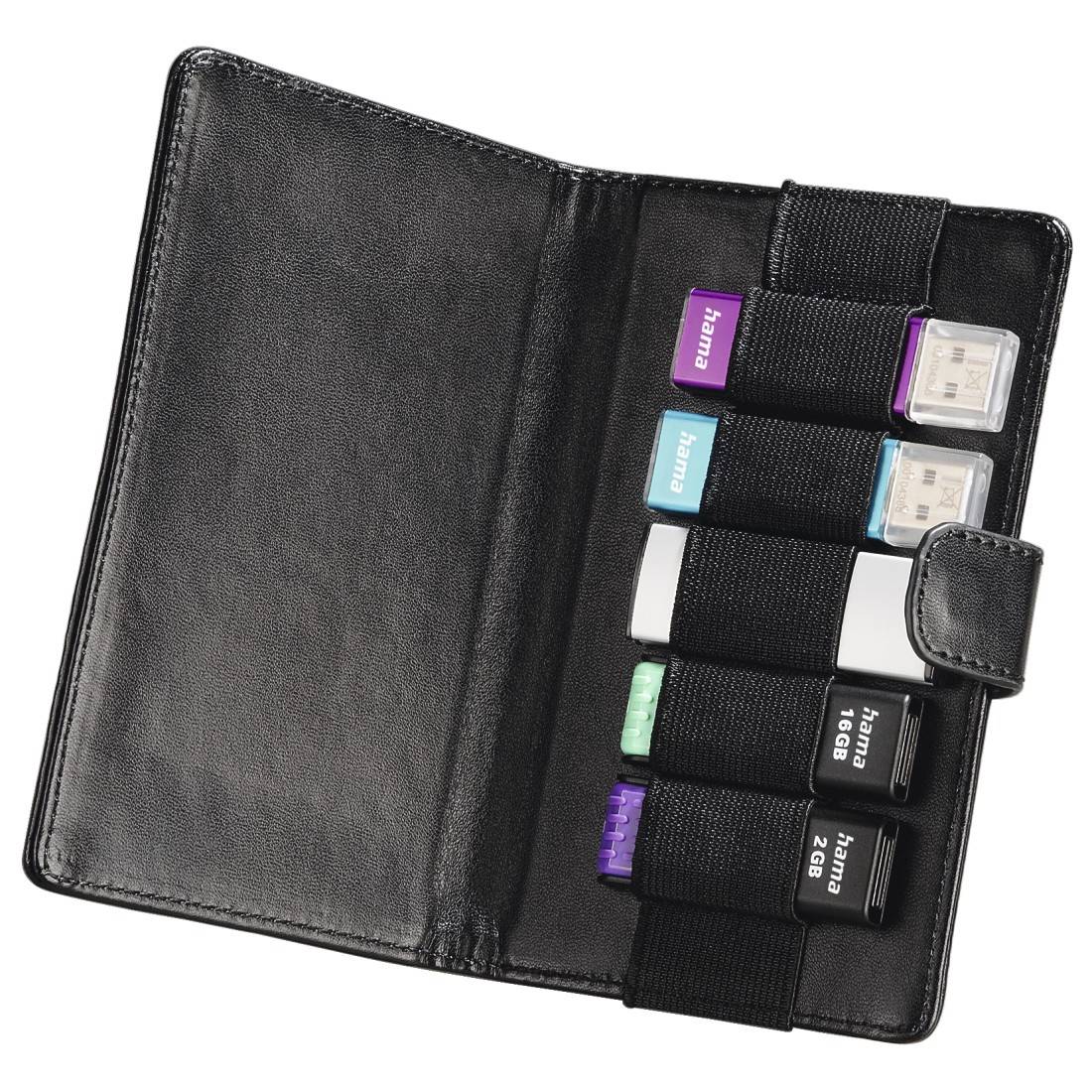 hama 00084409 USB-Stick-Case "Vegas" für 5 USB-Sticks, Schwarz