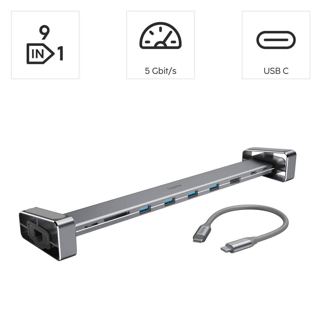 hama Docking Station "Connect2Office Basic", USB-C, 9 Port