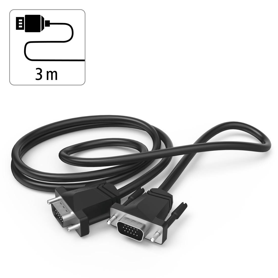 hama 00200708 VGA-Kabel, Full-HD 1080p, 3,00 m