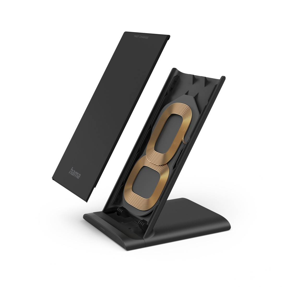 hama 00201684 Wireless Charger "QI-FC10S", 10 W, kabelloses Smartphone-Ladepad, Schwarz