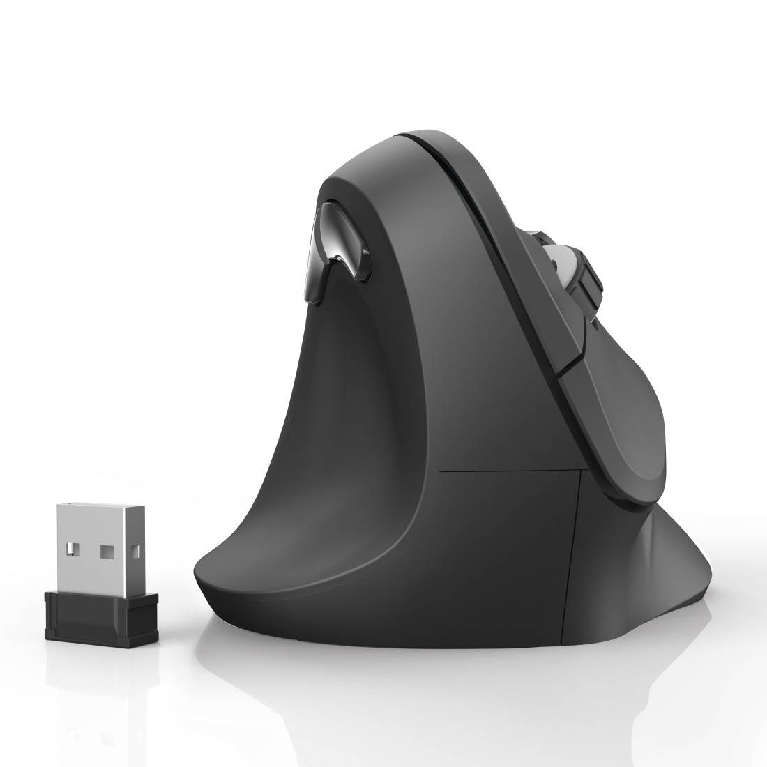hama 00182697 Vertikale, ergonomische Linkshänder-Funkmaus "EMW-500L", 6 Tasten, Schwarz