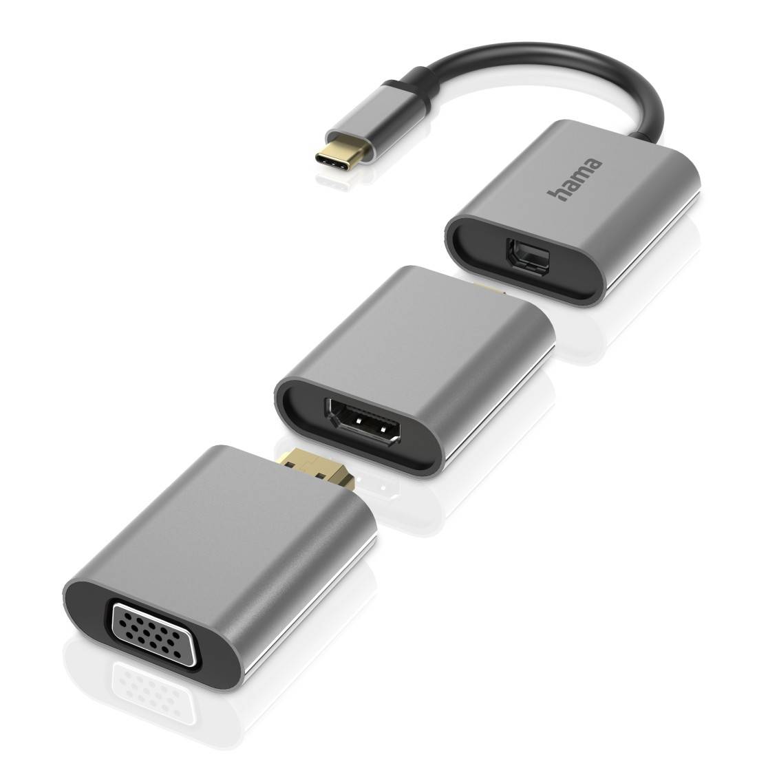 hama 00200306 6in1 Adapter, "Connect2Go", USB-C, Mini-DisplayPort, HDMI™, VGA