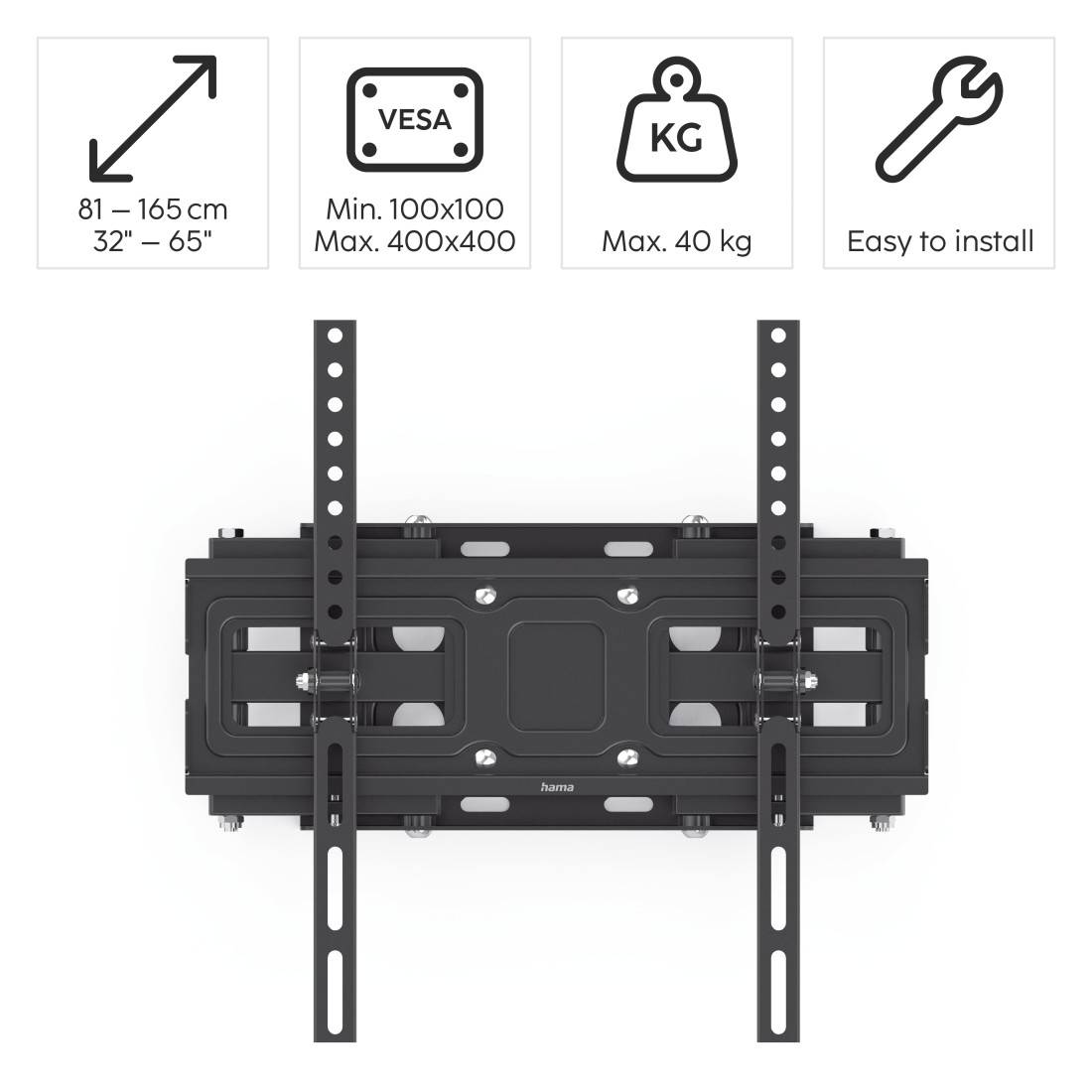 hama 00118125 TV-Wandhalterung FULLMOTION, 165 cm (65"), Scherenarm, Schwarz
