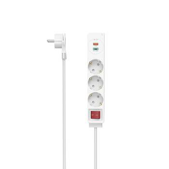 hama 00223185 Steckdosenleiste, 3-fach, USB-C/A 18W, PD/FC, Schalter, Flachst., 1,4 m, W