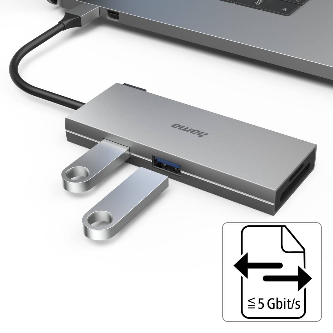 Hama USB-C Hub 6 Ports mit HDMI 4K, 2x USB-A, Alu