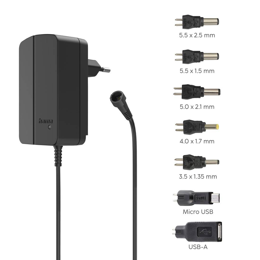 hama 00223617 Schaltnetzteil universal, einstellbar, 2250mA, 27W, max. 12V, 7 Adapter