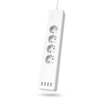hama 00176574 WLAN-Steckdosenleiste 4-fach, einzeln schaltbar, Überlastschutz, 4-fach USB