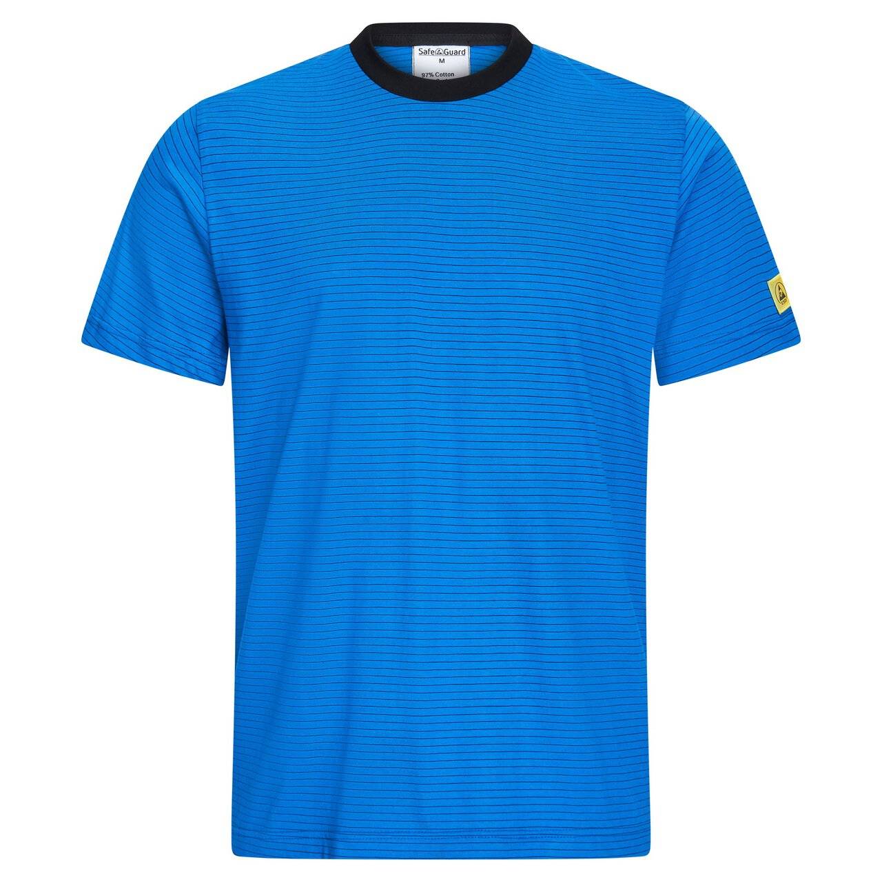 ESD-T-Shirt mit schwarzem Kragen, rundhals, 150g/m², royalblau, XXL